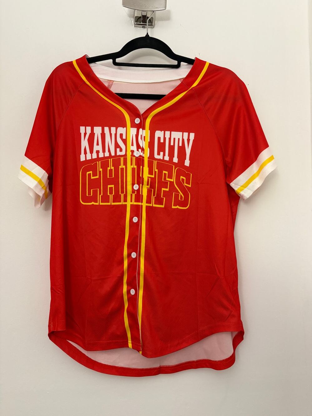 Kansas City Chiefs Red Baseball Jersey Button Up Size M NWT